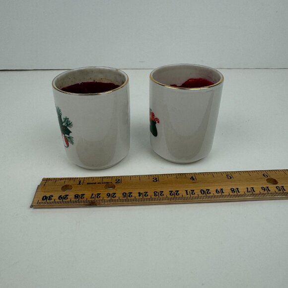 2 Vtg USED Small Christmas Santa Holiday Candles Ceramic Porcelain Holders READ - Picture 9 of 12